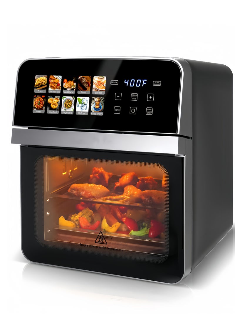 الحلم مقلاة هوائية RUIYADA سعة 10 لتر، مقلاة هوائية رقمية 1350 واط مع 10 قوائم معدة مسبقًا، مؤقت تأخير 24 ساعة، درجة حرارة قابلة للتعديل 80-200 درجة مئوية، مقلاة كبيرة السعة للطهي العائلي والمنزلي - Image 1